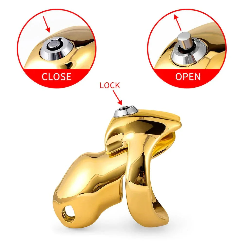 HTV5 Stahl Peniskäfig (24K Gold)– Smart-Lock-Funktion – Erotikshop Schweiz | Liebelei.ch