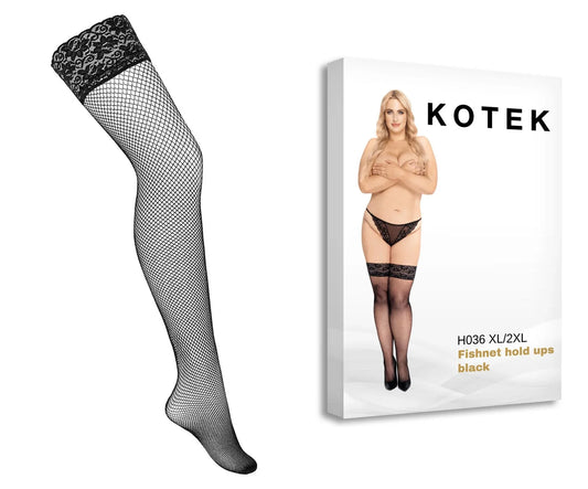 Halterlose Strümpfe Fishnet H036 schwarz - Plus Size – Erotikshop Schweiz | Liebelei.ch