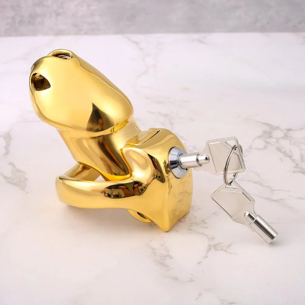 HTV5 Stahl Peniskäfig (24K Gold)– Smart-Lock-Funktion – Erotikshop Schweiz | Liebelei.ch